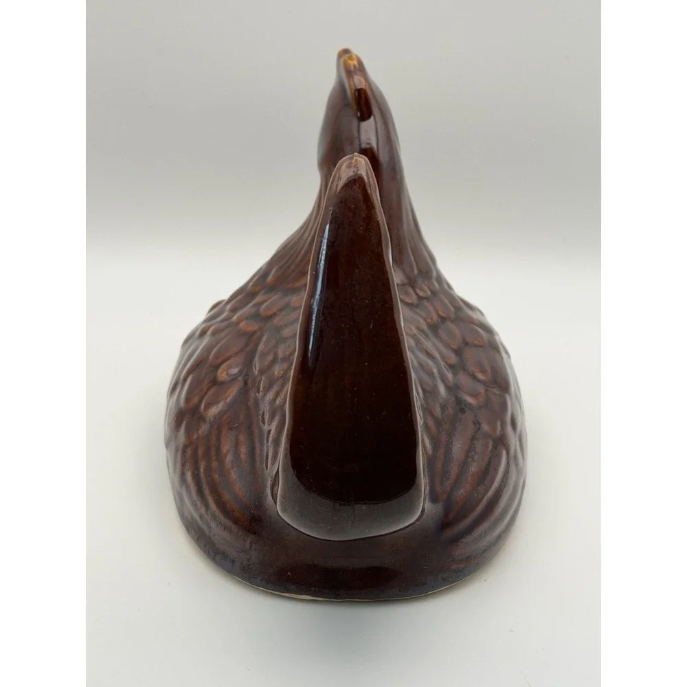 Hull Brown Drip Mirror Glaze Chicken Hen on Nest Casserole & Lid Vintage 8